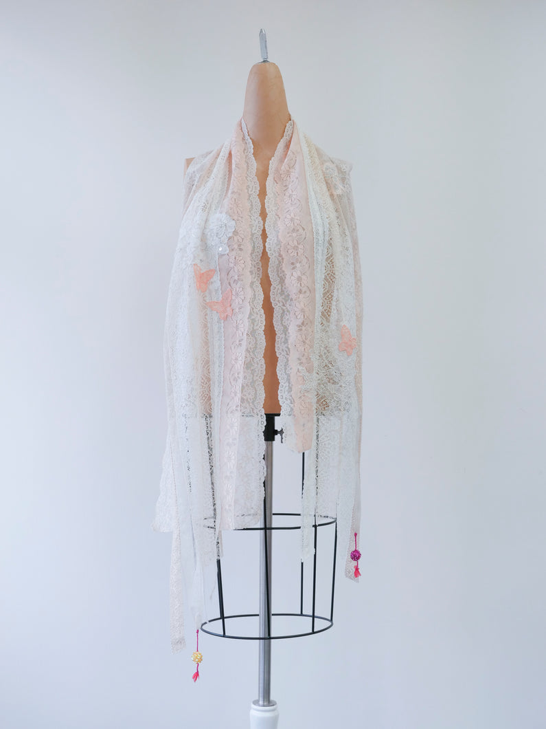 Peach Lace Symphony Lace Scarf