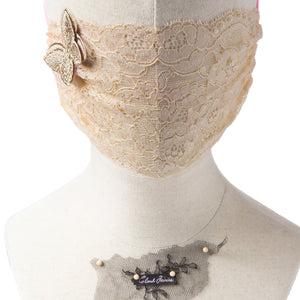 Gia Butterfly Gold Lace Veil Fairymask