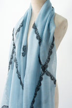 Criss Cross Blue Cashmere Lace Scarf