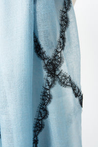 Criss Cross Blue Cashmere Lace Scarf