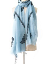 Criss Cross Blue Cashmere Lace Scarf