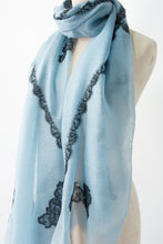 Criss Cross Blue Cashmere Lace Scarf