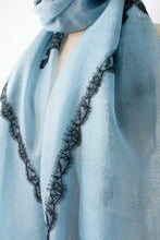 Criss Cross Blue Cashmere Lace Scarf