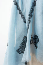 Criss Cross Blue Cashmere Lace Scarf