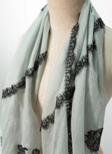 Criss Cross Grey Blue Cashmere Lace Scarf
