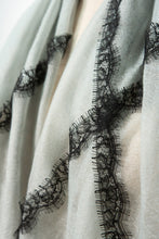 Criss Cross Grey Blue Cashmere Lace Scarf