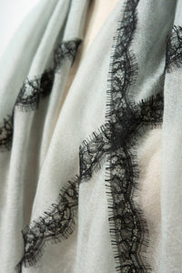Criss Cross Grey Blue Cashmere Lace Scarf