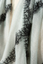 Criss Cross Grey Blue Cashmere Lace Scarf