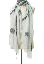 Criss Cross Grey Blue Cashmere Lace Scarf