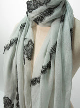 Criss Cross Grey Blue Cashmere Lace Scarf