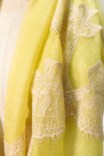 Pearls-en-Bows Lime Yellow Cashmere Lace Scarf