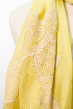 Pearls-en-Bows Lime Yellow Cashmere Lace Scarf