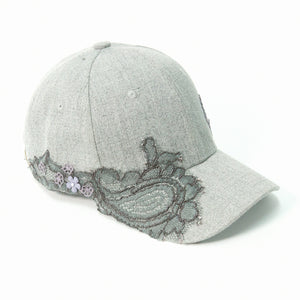 Lace-en-Fleur Grey Fairycap Baseball Cap