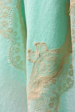 Pearls-en-Bows Aqua Green Cashmere Lace Scarf