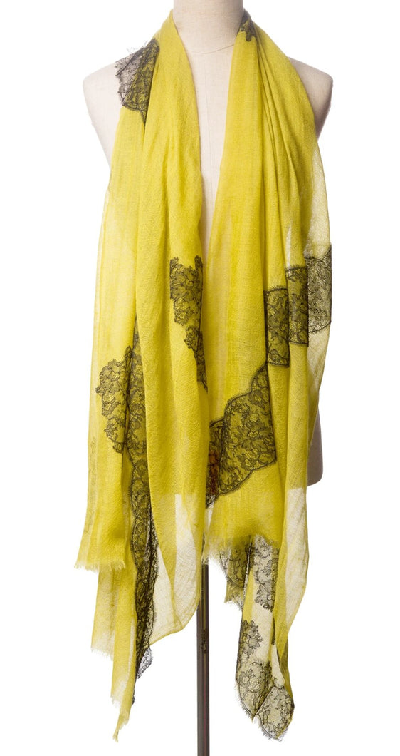 Paradox Yellow Cashmere Lace Scarf