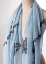 Criss Cross Dusty Blue Cashmere Lace Scarf