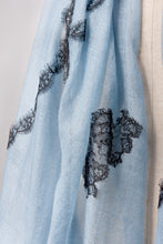 Criss Cross Dusty Blue Cashmere Lace Scarf