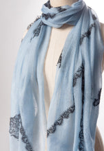 Criss Cross Dusty Blue Cashmere Lace Scarf