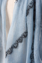 Criss Cross Dusty Blue Cashmere Lace Scarf