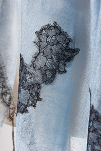 Criss Cross Dusty Blue Cashmere Lace Scarf
