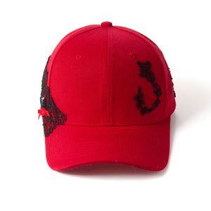 Lace-en-Fleur Red Fairycap Baseball Cap