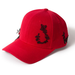 Lace-en-Fleur Red Fairycap Baseball Cap