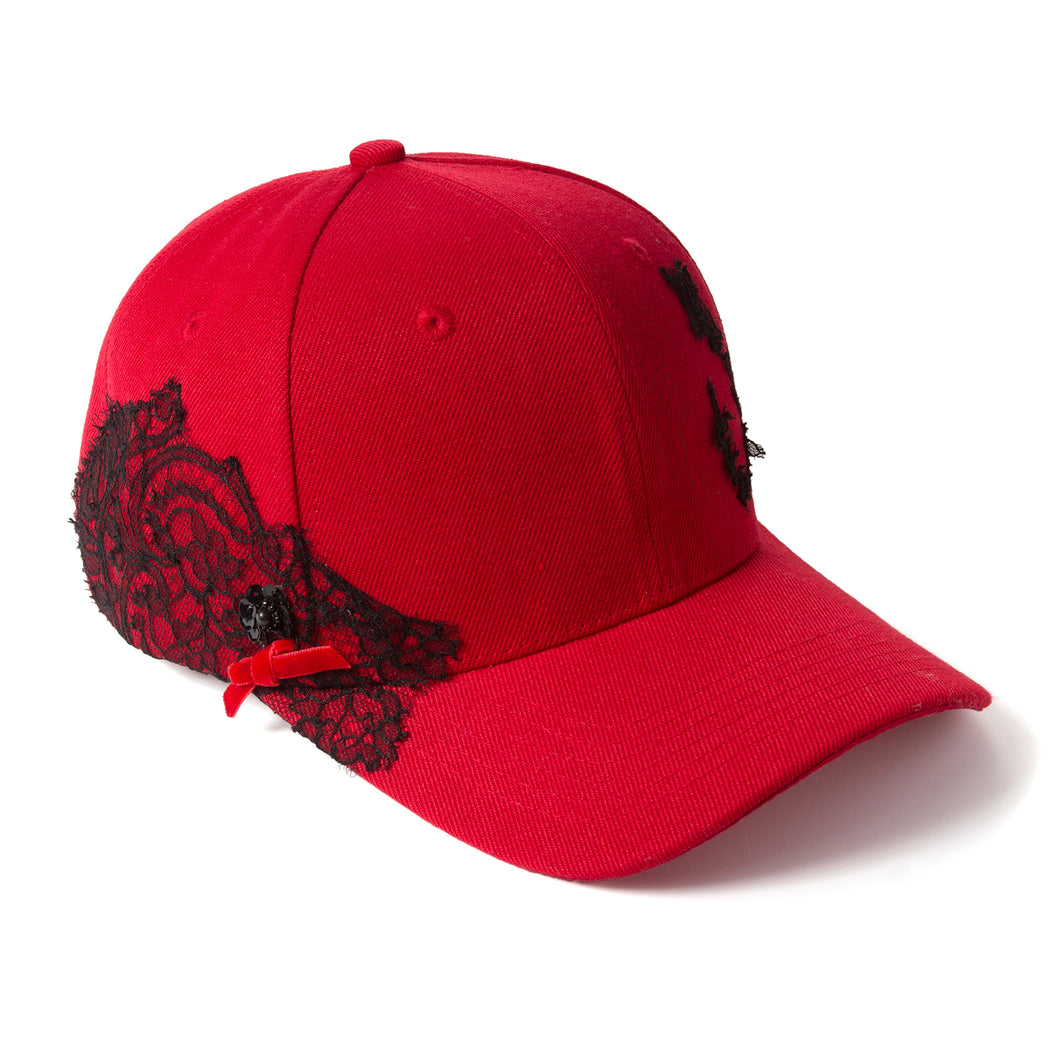 Lace-en-Fleur Red Fairycap Baseball Cap