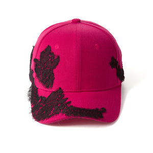 Lace-en-Fleur Raspberry Red Fairycap Baseball Cap