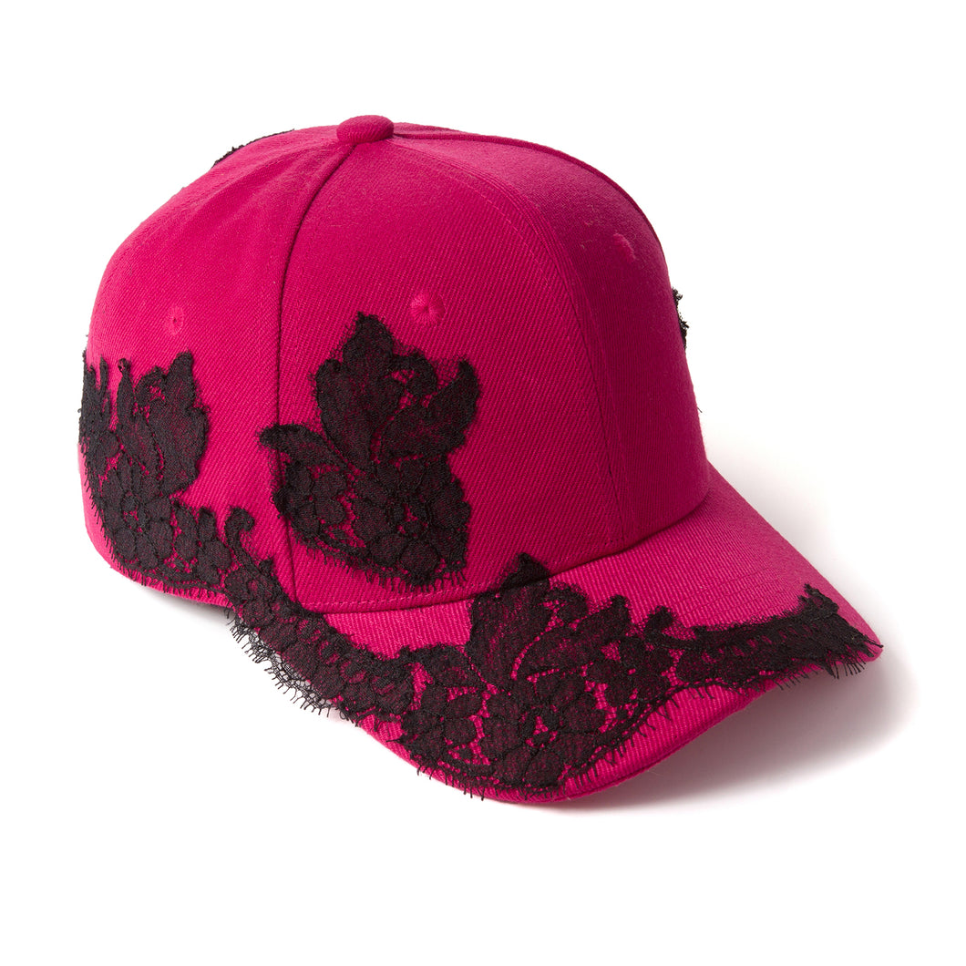 Lace-en-Fleur Raspberry Red Fairycap Baseball Cap