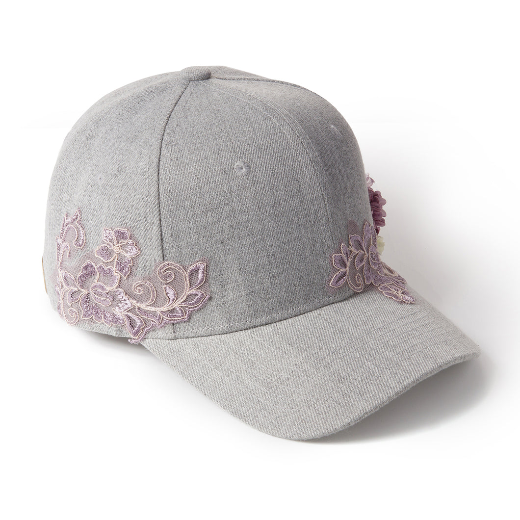 Lace-en-Fleur Grey Fairycap Baseball Cap