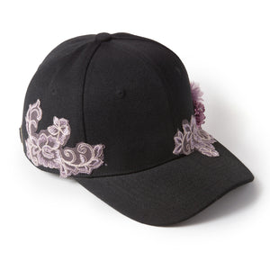 Lace-en-Fleur Black Fairycap Baseball Cap