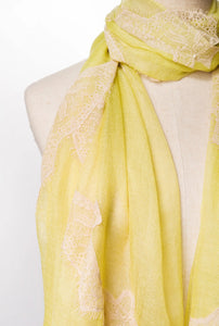 Flow Yellow Cashmere Lace Scarf