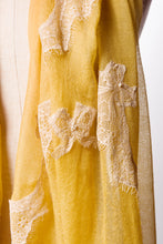 Pearls-en-Bows Honey Yellow Cashmere Lace Scarf