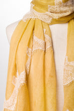 Pearls-en-Bows Honey Yellow Cashmere Lace Scarf