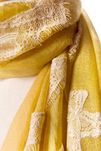 Pearls-en-Bows Honey Yellow Cashmere Lace Scarf