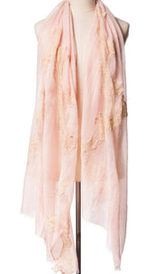 Pearls-en-Bows Milky Pink Cashmere Lace Scarf