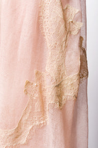 Pearls-en-Bows Milky Pink Cashmere Lace Scarf