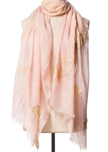 Pearls-en-Bows Milky Pink Cashmere Lace Scarf