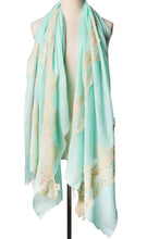 Pearls-en-Bows Aqua Green Cashmere Lace Scarf