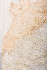 Pearls-en-Bows Cream Cashmere Lace Scarf