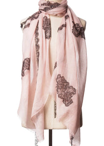 Criss Cross Light Pink Cashmere Lace Scarf
