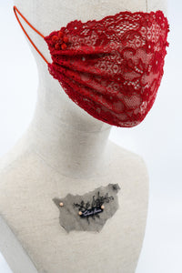 Scarlet Lace Veil Fairymask