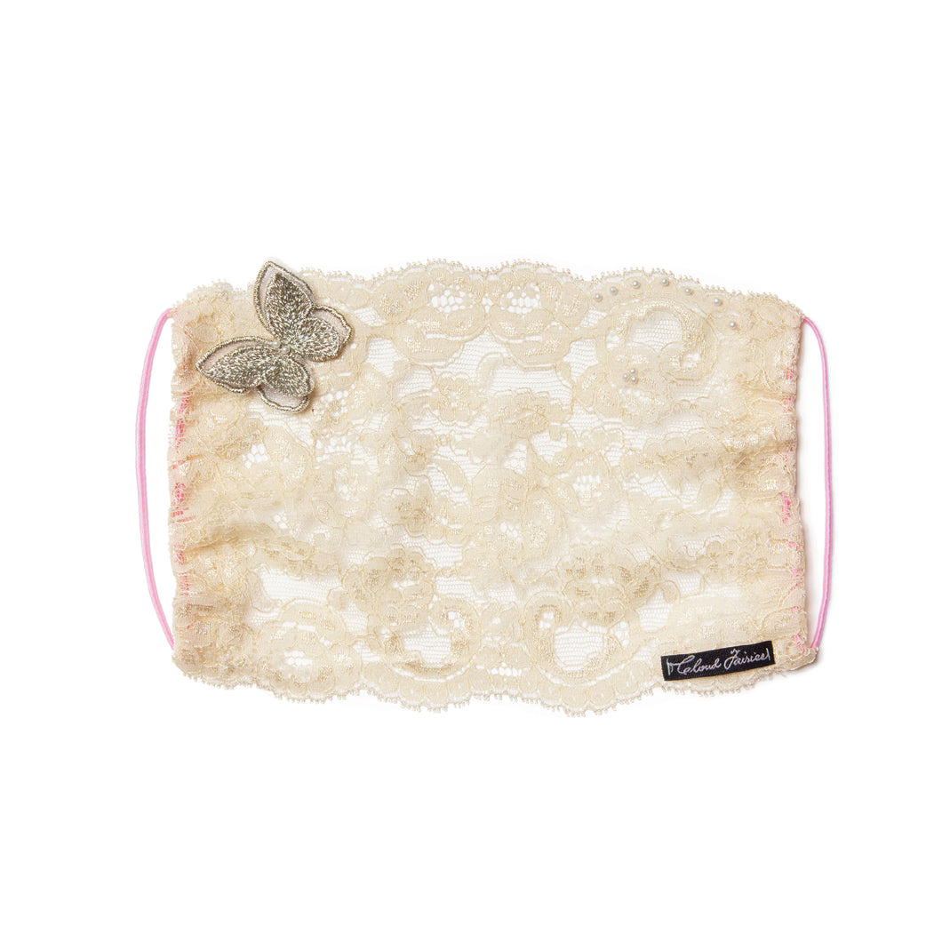 Gia Butterfly Gold Lace Veil Fairymask